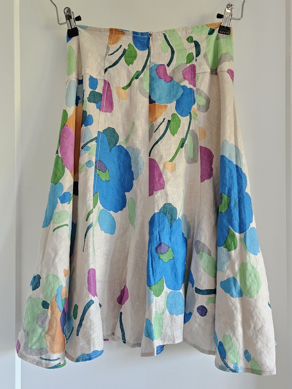 Floral Linen A-Line Skirt in Multicolor